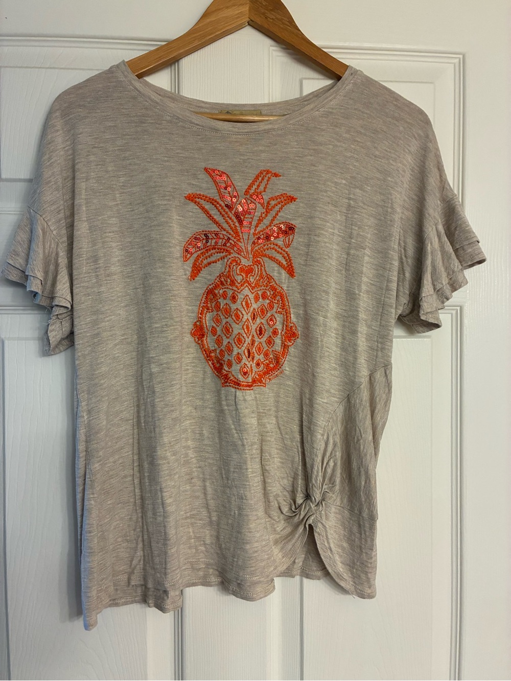 Democracy Light Gray Short-Sleeve Tee with Orange Pineapple